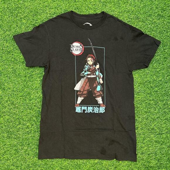 Retro Demon Slayer "Tanjiro Kamado" graphic print black tee - Picture 1 of 4